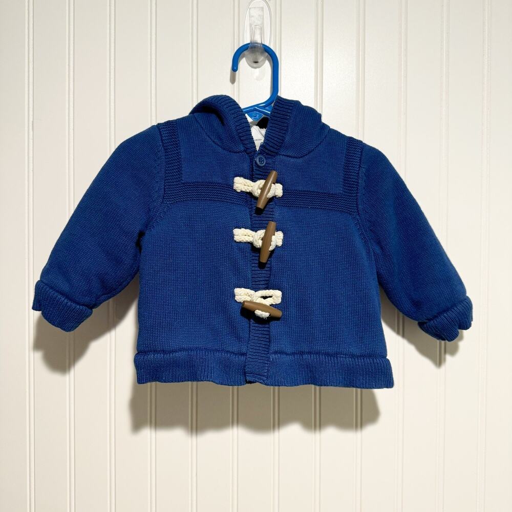 Baby GAP Paddington Bear Blue Toggle Hooded Cardigan Sweater 6-12 Months